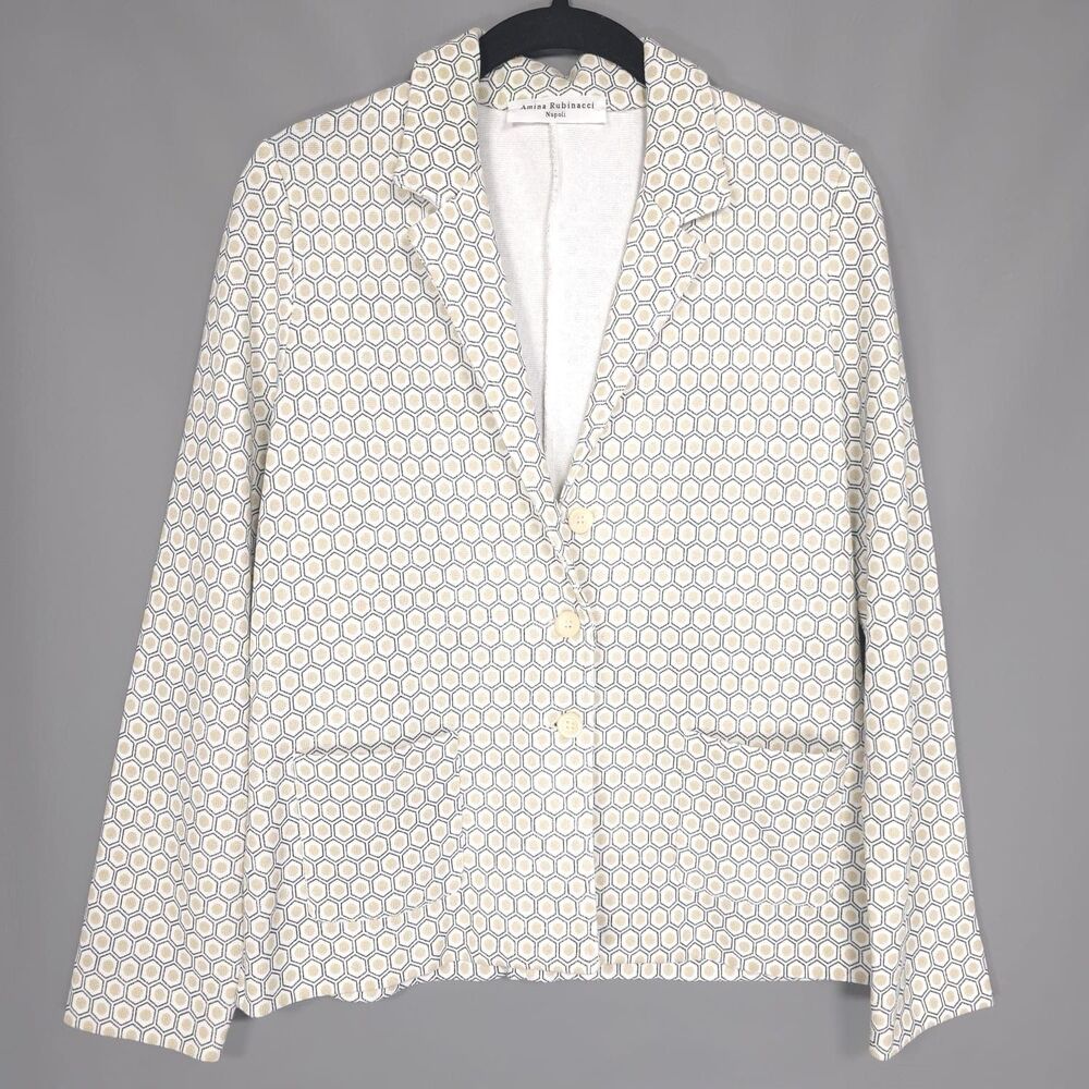 Amina Rubinacci Napoli Knitβ Blazer Jacket Size 46 ITALY MADE Cotton Geometric
